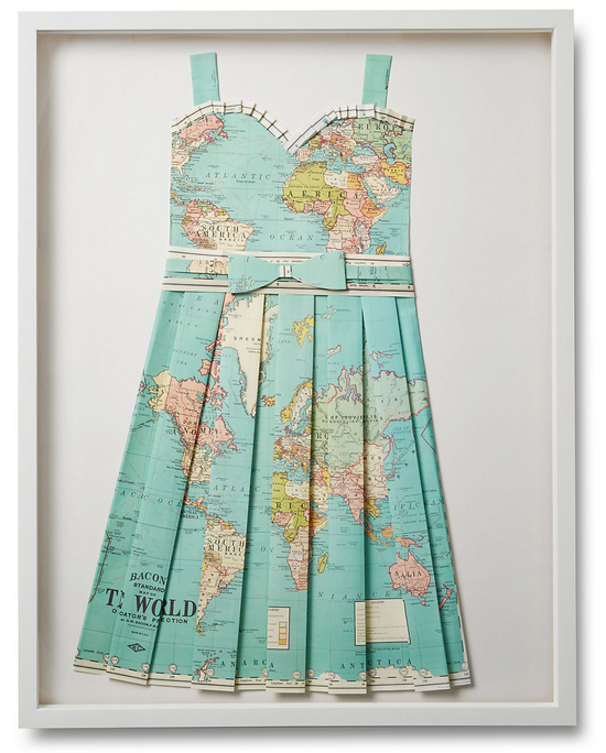 Folded Paper Map Sun Dress: Global Map