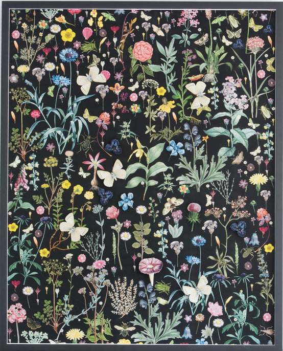 Flower Print Collage: Black