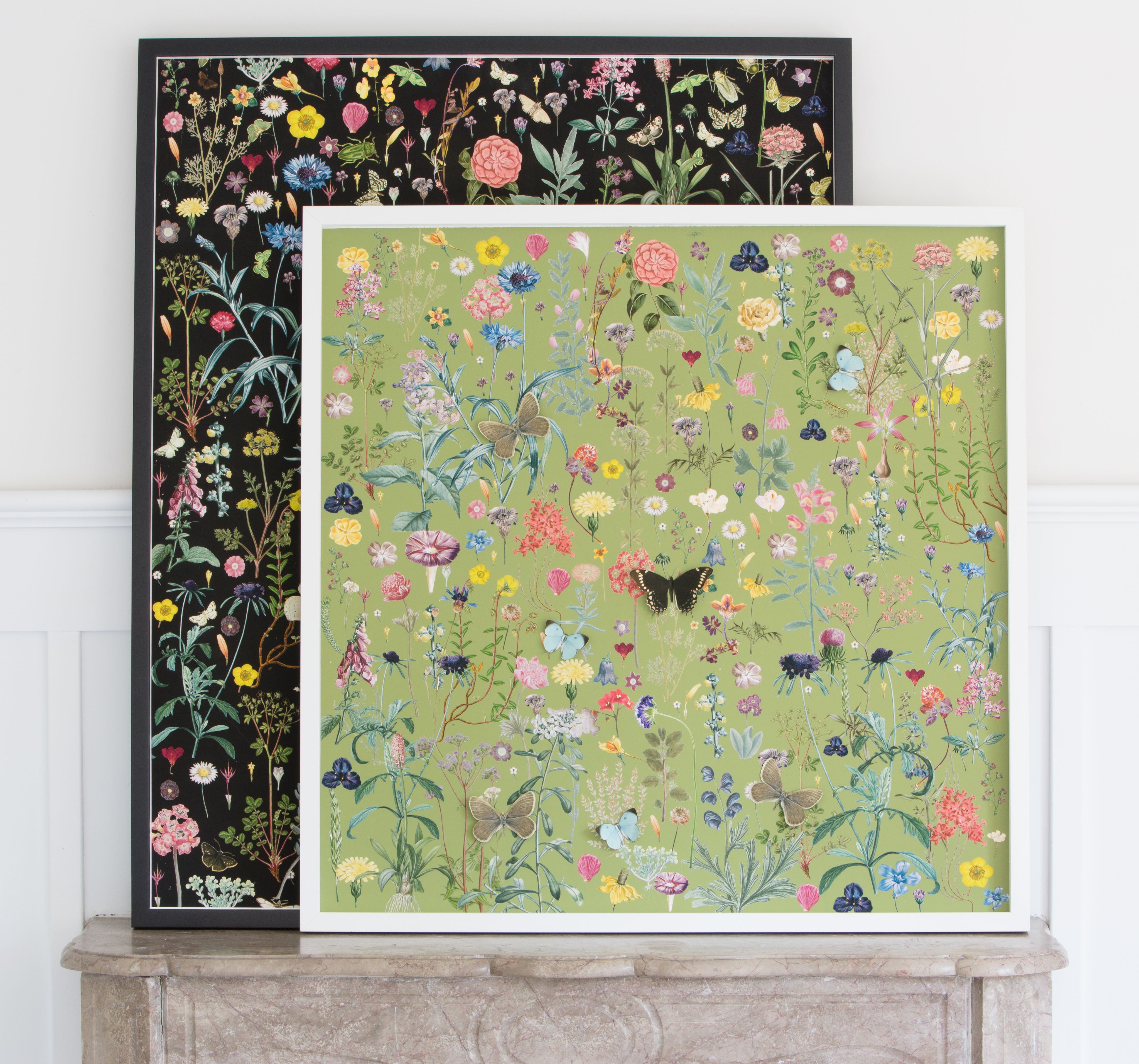 Dimensional Flower Print Collage: Grass Green