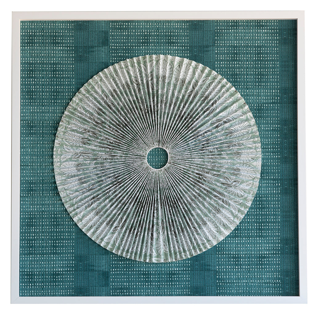Pleated Dimensional Circle: Block Print Sage
