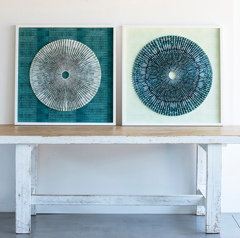 Pleated Dimensional Circle: Block Print Sage