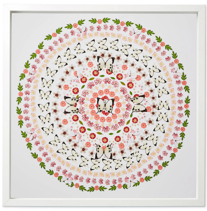 Flower and Butterfly Circle, pink, special green