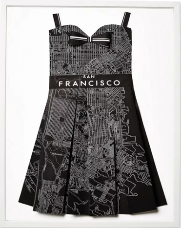 Folded Paper Map Sun Dress: San Francisco