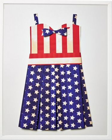 Folded Paper US Flag Sun  Dress: US Vintage Flag