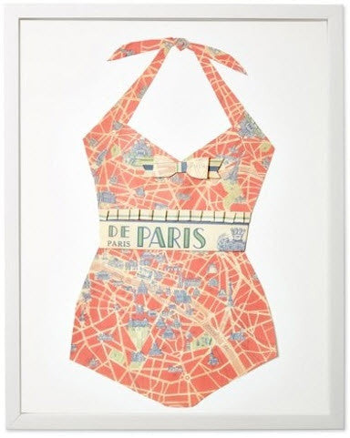 Folded Paper Map Bathing Suit: Paris