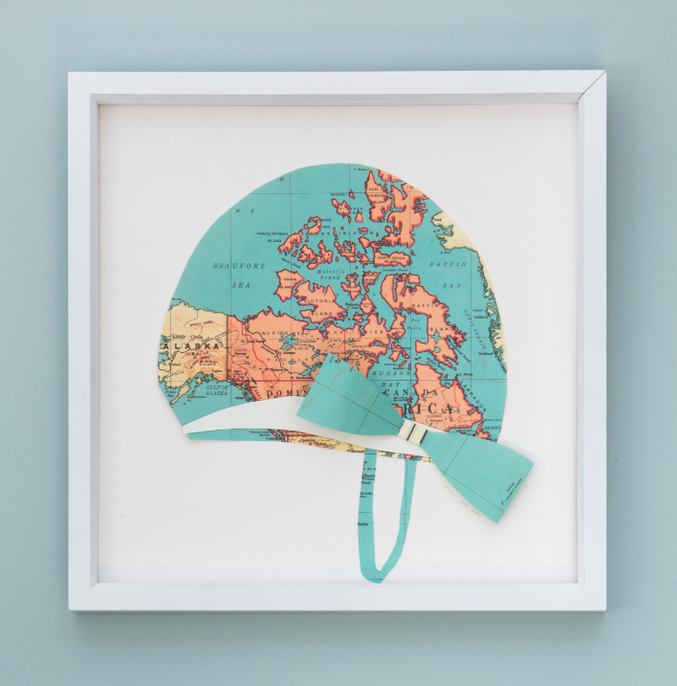 Folded Paper Map Swim Cap: Global Map