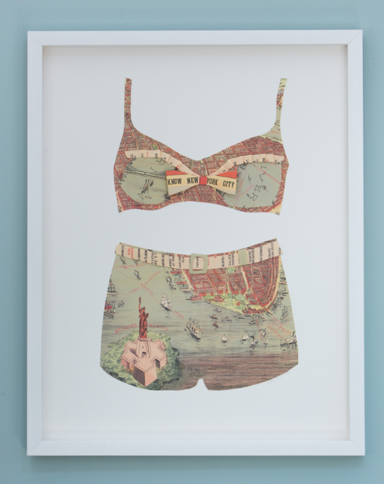Folded Paper Map Bathing Suit: New York Sites