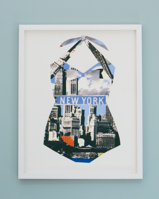Folded Paper Travel Poster Bathing Suit: New York