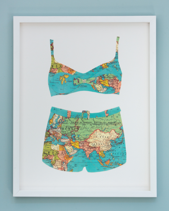 Folded Paper Map Bathing Suit: Global Map