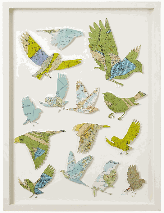 Map Birds Collage #2