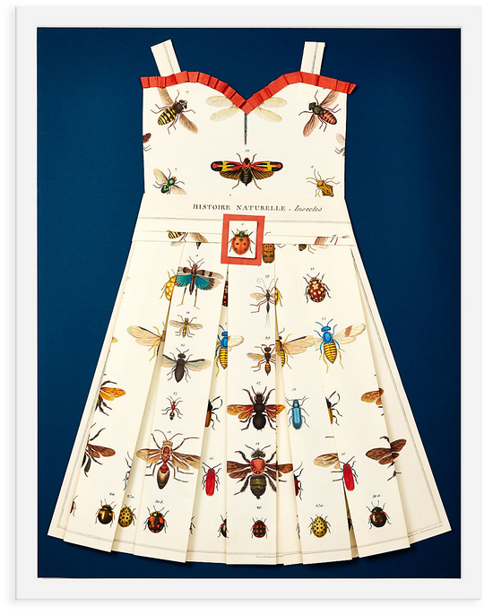 Folded  Paper Dress: Lady bugs and bees