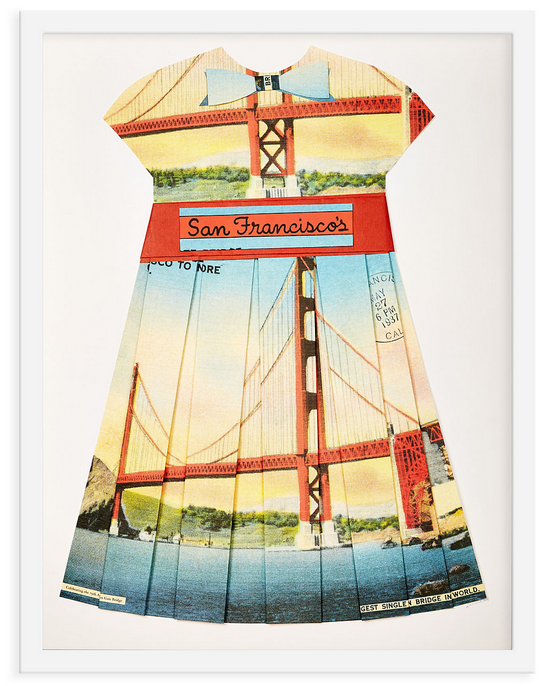 Folded Paper Dress: San Francisco Golden Gate Bridge
