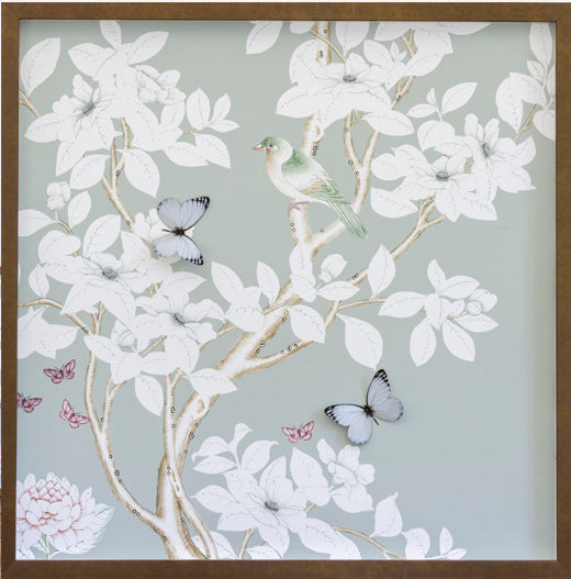 Grey Chinoiserie Collage: Four Panels