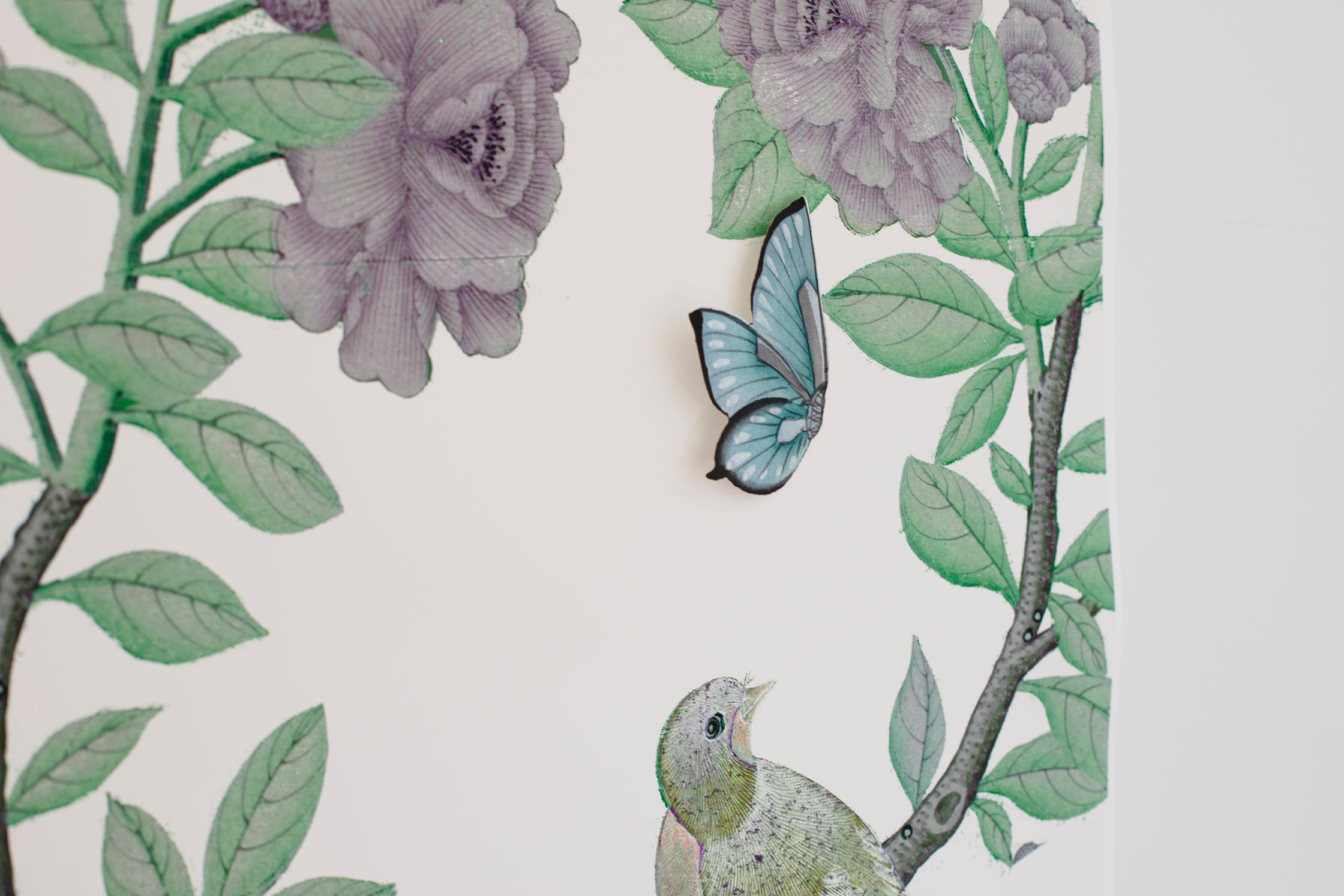 Chinoiserie triptych: lavender flowers