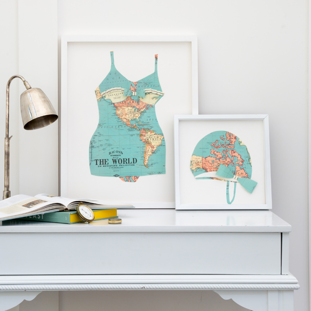 Folded Paper Map Bathing Suit: Global Map