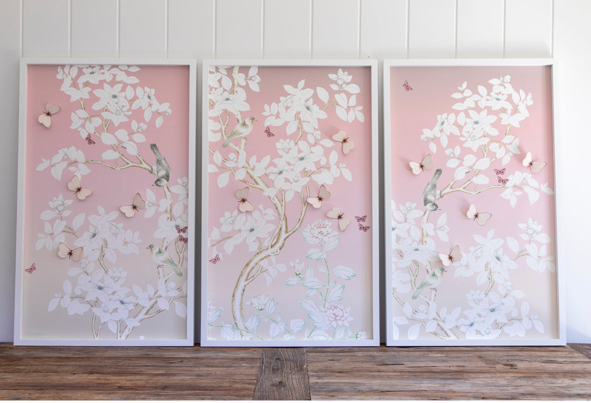 Chinoiserie Collage: 2 Ombre Panels