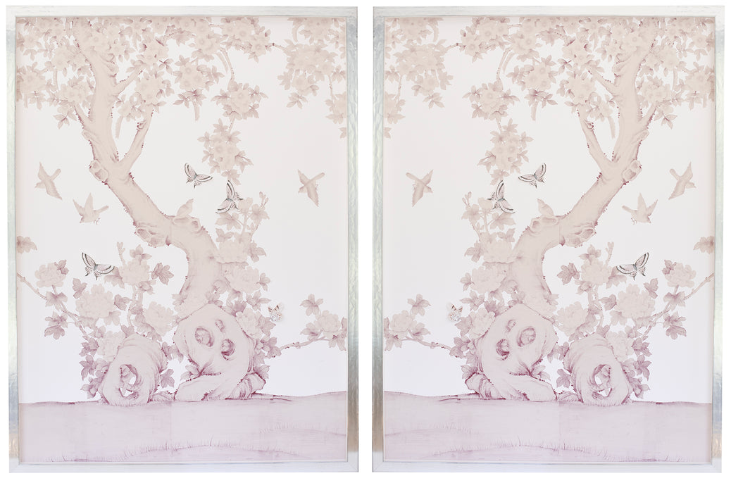 Diptych Chinoiserie Collage:  Palest Pink